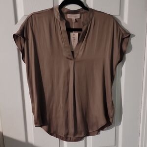 Philosophy Brown Relaxed Blouse with Cap Sleeves